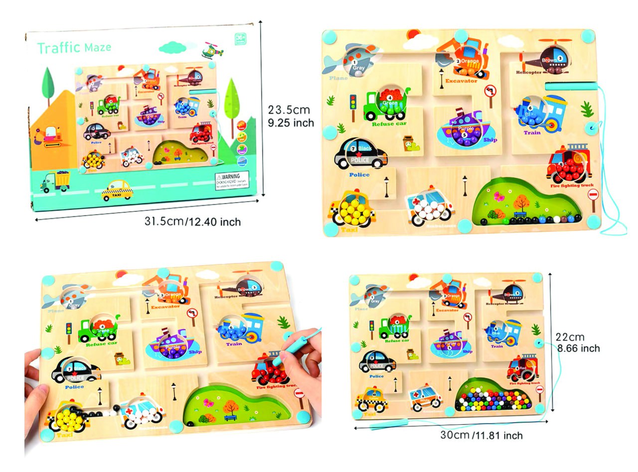 مونتيسوري - متاهة المرور الممتعة الخشبية