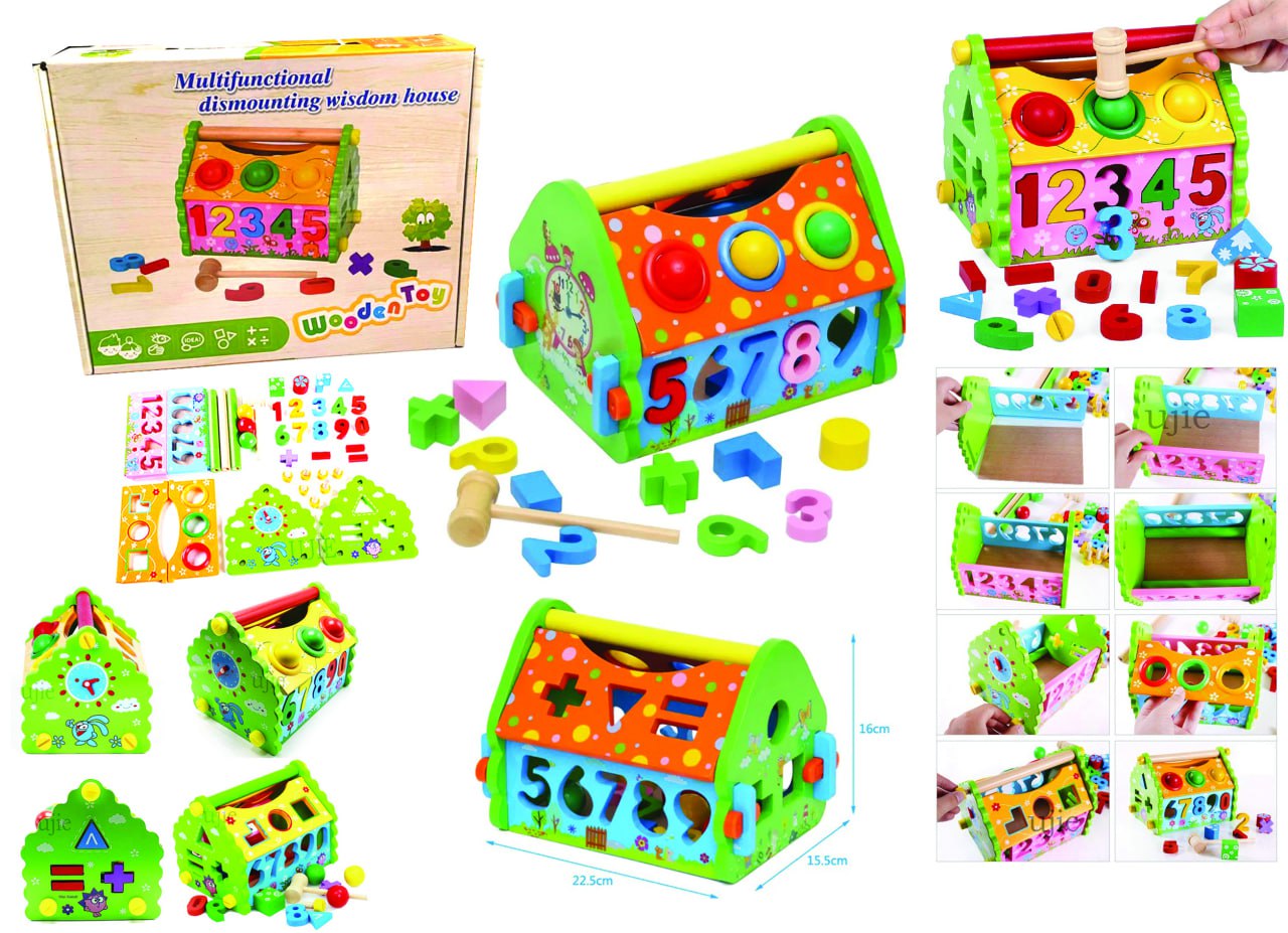 مونتيسوري - بيت الأنشطة الخشبي الممتع و متعدد الوظائف