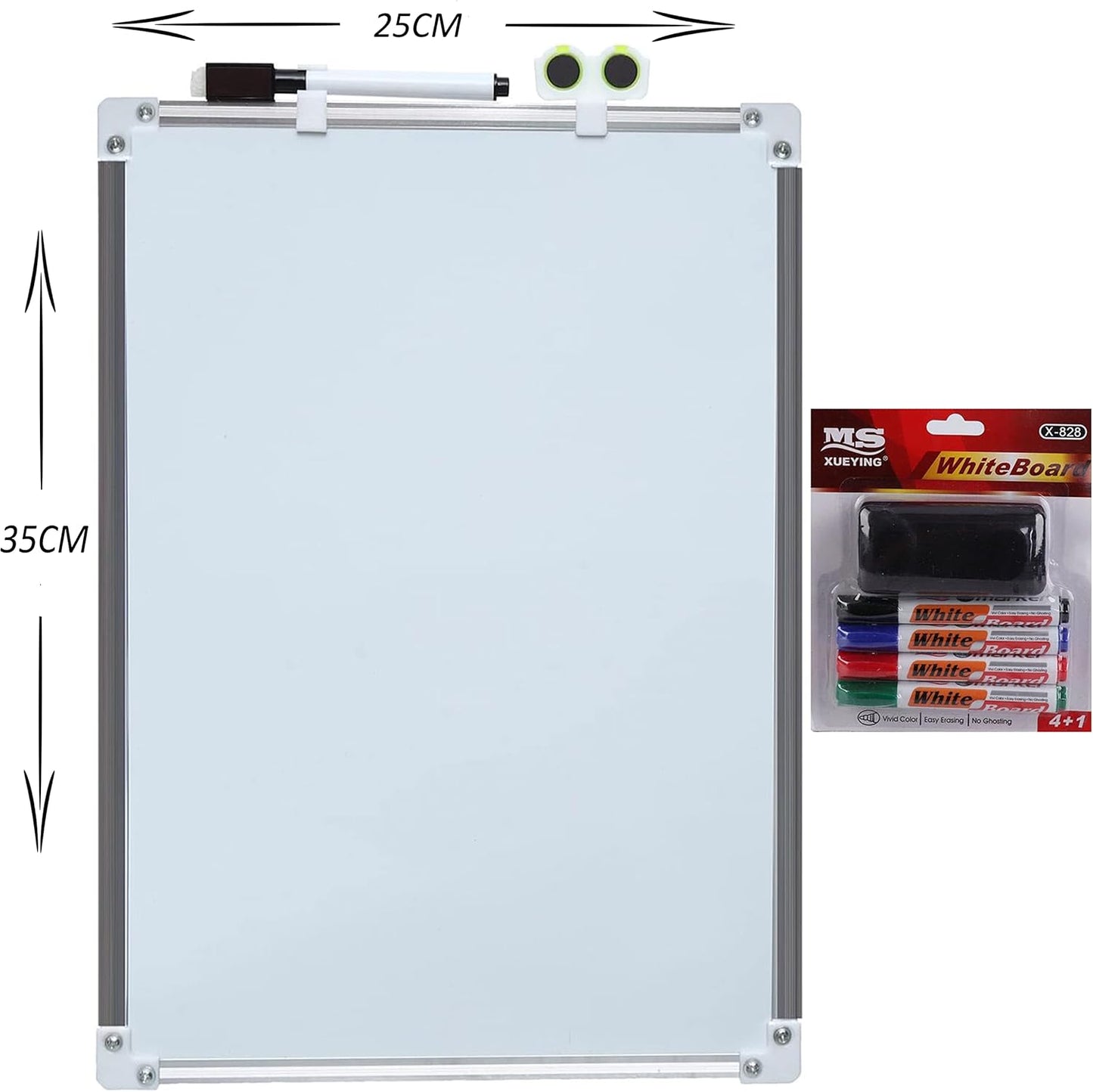 لوحة (وايت بورد) للرسم و التلوين و المذاكرة والمسح – مع ٤ ألوان