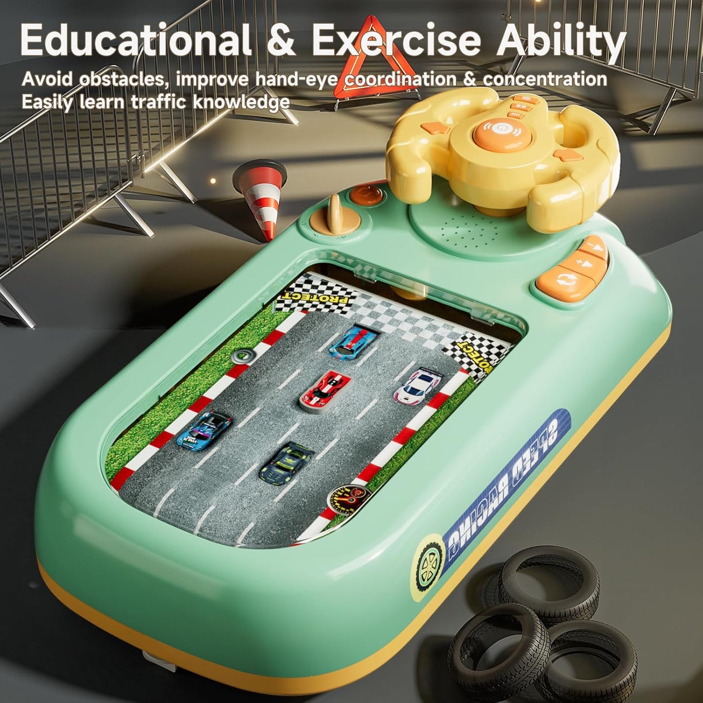 سباق المغامرة – لعبة محاكاة قيادة للأطفال مع موسيقى وأضواء